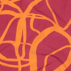 Polyesterjersey Kritzelkreise - pink