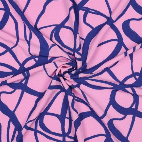 Polyesterjersey Kritzelkreise - hellpink