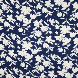Polyesterjersey Blumen - dunkelblau
