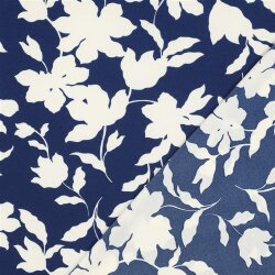 Polyesterjersey Blumen - dunkelblau