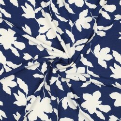 Polyesterjersey Blumen - dunkelblau
