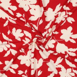 Polyesterjersey Blumen - rot