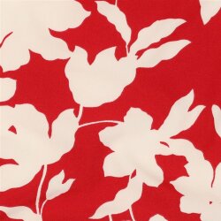 Polyesterjersey Blumen - rot