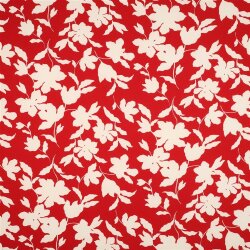 Polyesterjersey Blumen - rot