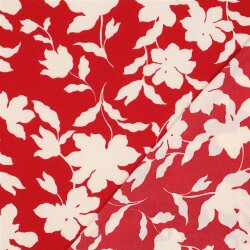 Polyesterjersey Blumen - rot