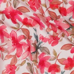 Viskose 100% Digital Blumen - OFF weiß