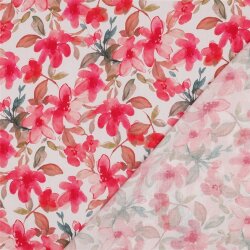 Viskose 100% Digital Blumen - OFF weiß