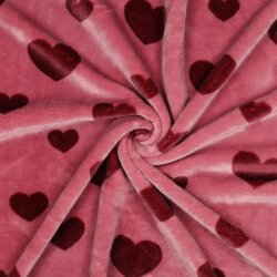 Wellnessfleece Herzen - hellbeere