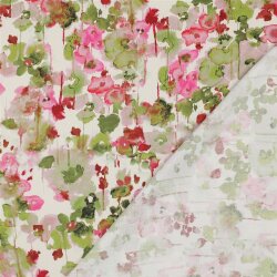 Viskosesatin Digital Blumen - creme