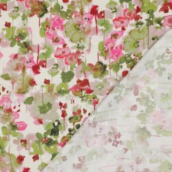 Viskosesatin Digital Blumen - ECRU