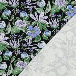 Viskose Jersey Digital Blumen - schwarz