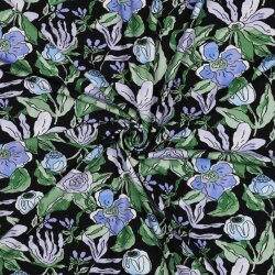 Viskose Jersey Digital Blumen - schwarz
