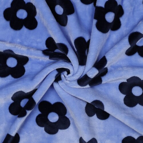 Wellnessfleece Blumen - helljeansblau