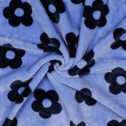 Wellnessfleece Blumen - helljeansblau