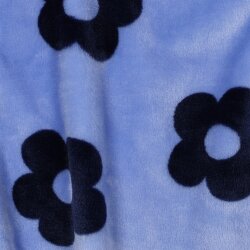Wellnessfleece Blumen - helljeansblau