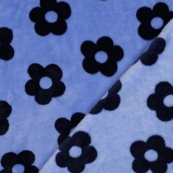 Wellnessfleece Blumen - helljeansblau