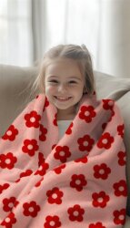 Wellnessfleece Blumen - helljeansblau