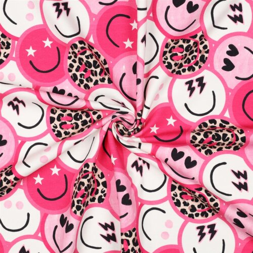 French Terry Digital HAPPY FACES - PINK