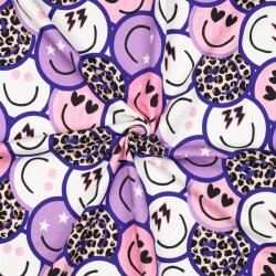 French Terry Digital HAPPY FACES - PURPLE
