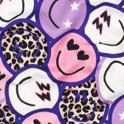 French Terry Digital HAPPY FACES - PURPLE