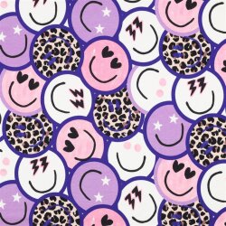 French Terry Digital HAPPY FACES - PURPLE
