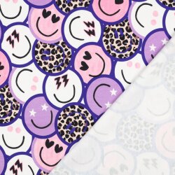 French Terry Digital HAPPY FACES - PURPLE