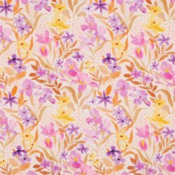 Viskose Lenzing 100% EcoVera™ Digital Aquarellblumen - pfirsich