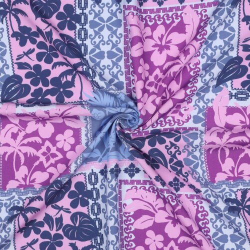 Viskose Lenzing 100% EcoVera™ Blumen PATCHWORK - lavendel
