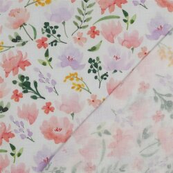 Musselin Digital große Blumen - weiß