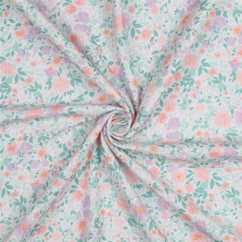 Musselin Digital Blümchen - weiß