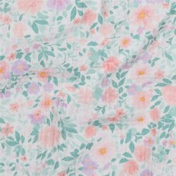 Musselin Digital Blümchen - weiß