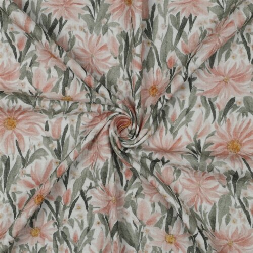 Musselin Digital Blumenwiese - weiß