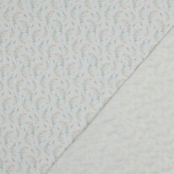 Musselin Digital zarte Blätter - weiß