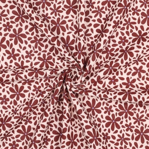 Musselin Blütenregen - dunkelrot/pfirsich