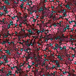 Baumwollpopeline Digital Blumen - schwarz