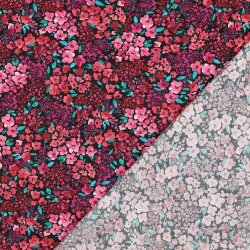 Baumwollpopeline Digital Blumen - schwarz