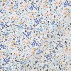 Baumwollvoile Digital Blumen - jeansblau