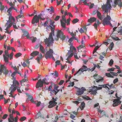 Baumwollvoile Digital Blumen - pink