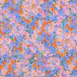 Viskosesatin Digital Blumen - BLUE