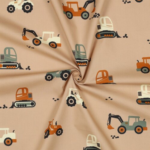 Baumwollpopeline Fahrzeuge - beige
