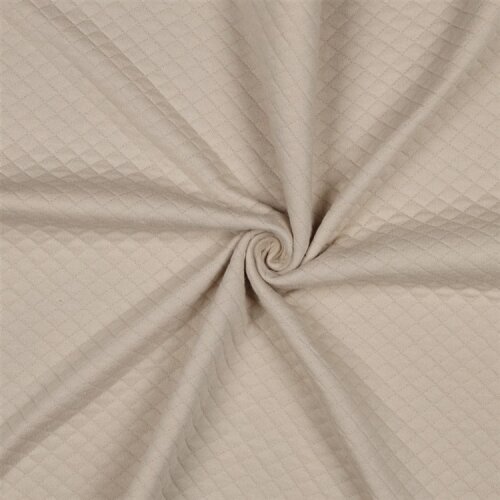 Steppstoff Jersey kleine Rauten - hellbeige