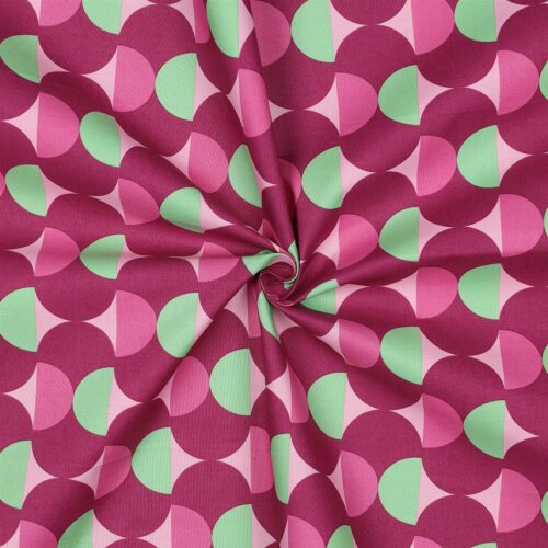 Beschichtete Baumwolle Retro Kreise - himbeerrot