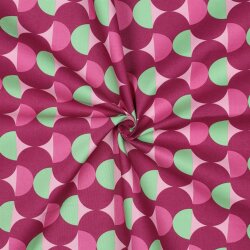 Beschichtete Baumwolle Retro Kreise - himbeerrot