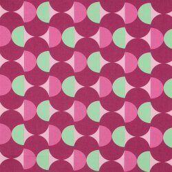 Beschichtete Baumwolle Retro Kreise - himbeerrot