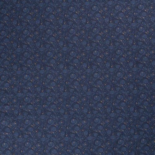 0,8 Meter - Baumwollpopeline Weihnachten metallic Verzierung indigo