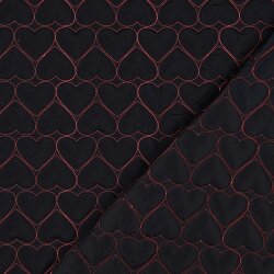 Steppstoff Bestickt Neon Herzen - dunkelblau/pink