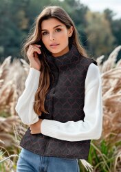 Steppstoff Bestickt Neon Herzen - dunkelblau/pink