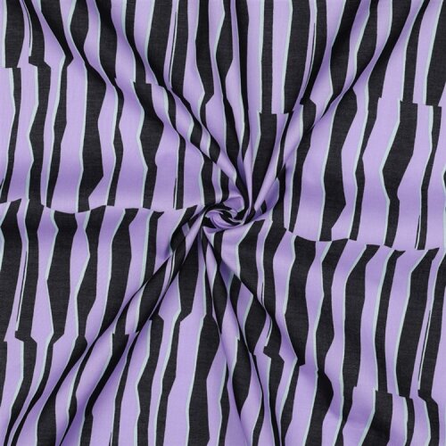 Baumwollvoile Streifen in Reihen - helllavendel