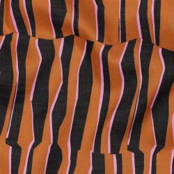 Baumwollvoile Streifen in Reihen - karamell