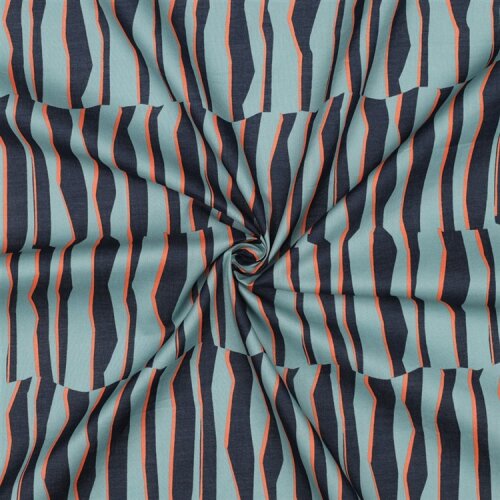 Baumwollvoile Streifen in Reihen - helltürkis